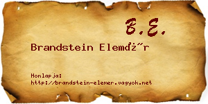 Brandstein Elemér névjegykártya